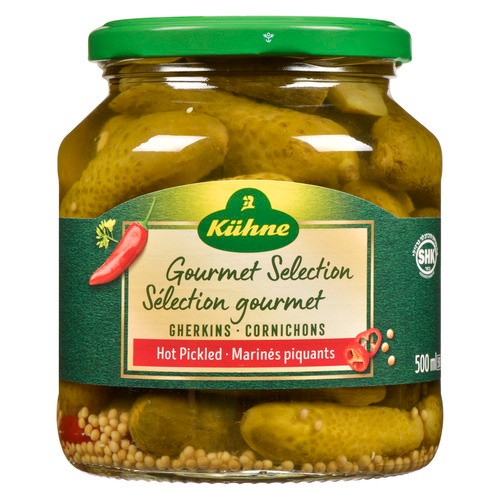 Kuehne Hot Pickled Gourmet Selections Gherkins 500 ml