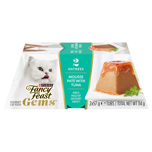 Fancy Feast Gems Wet Cat Food Mousse Paté With Tuna 2 x 57 g