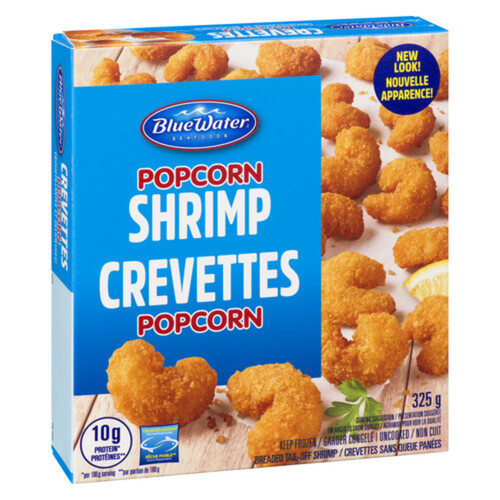 BlueWater Seafoods Frozen Breaded Tail-Off Popcorn Shrimp 325 g