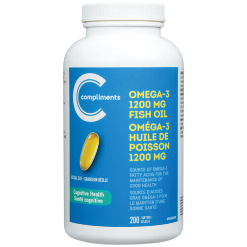 Compliments Omega 3 Fish Oil Softgels 200 Count