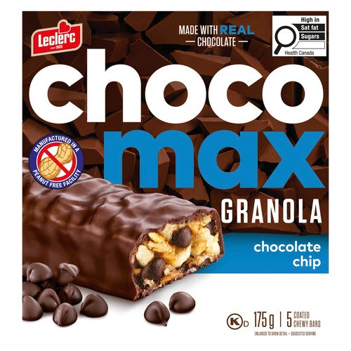 Leclerc Chocomax Nut Free Granola Bar Chocolate Chip 175 g