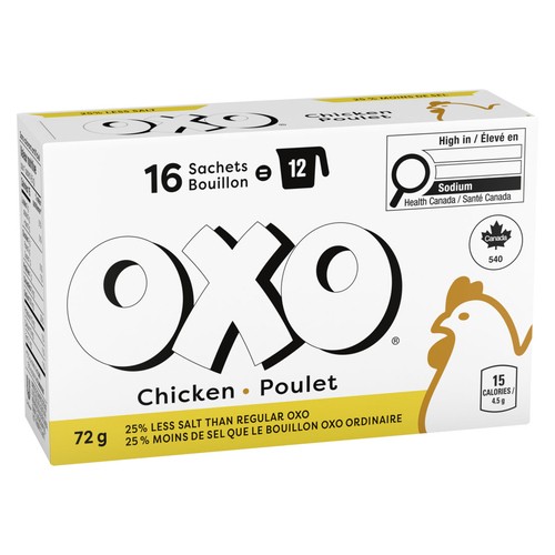 Oxo Low Salt Bouillon Sachet Chicken 16 Count 72 g