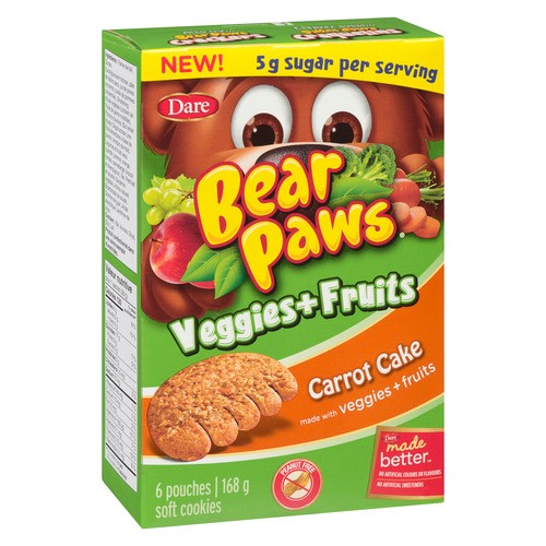 Dare Bear Paws Cookies Vegetables & Fruits Carrot Cake 168 g