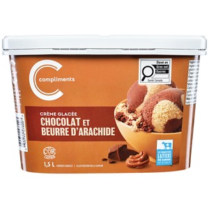 Compliments Crème glacée chocolat et beurre d'arachides 1.5 L