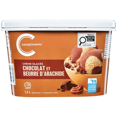 Compliments Crème glacée chocolat et beurre d'arachides 1.5 L
