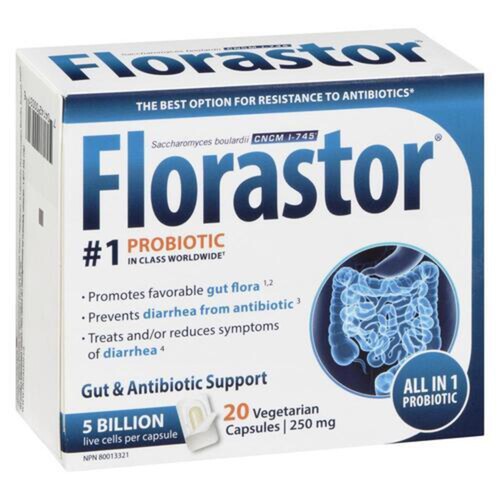 Florastor Gut & Antibiotic Support 250 mg Vegetarian Capsules 20 Count