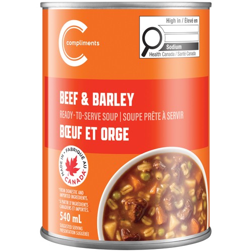 Compliments Canned Soup Beef Barley 540 ml