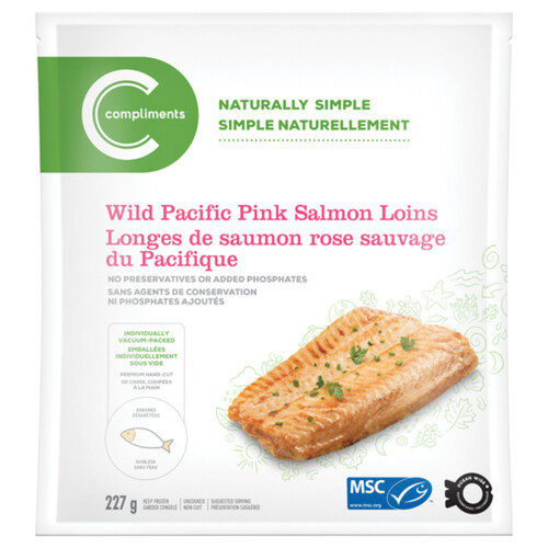 Compliments Frozen Loins Pacific Pink Wild Salmon 227 g