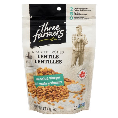 Three Farmers Lentil Roasted Sea Salt & Vinegar 140 g
