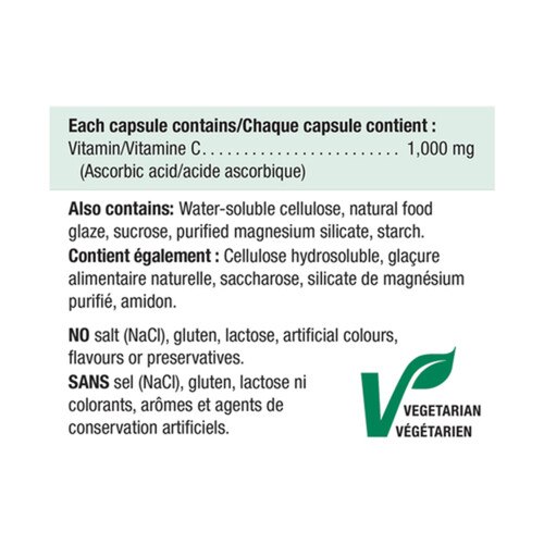 Jamieson Extra Vitamin C 1000 mg Vegetarian Capsules 75 Count