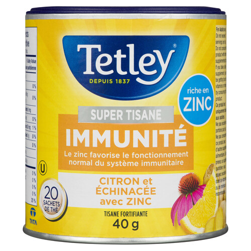 Tetley Super Herbal Tea Bags Immune Lemon & Echinacea With Zinc 20 EA
