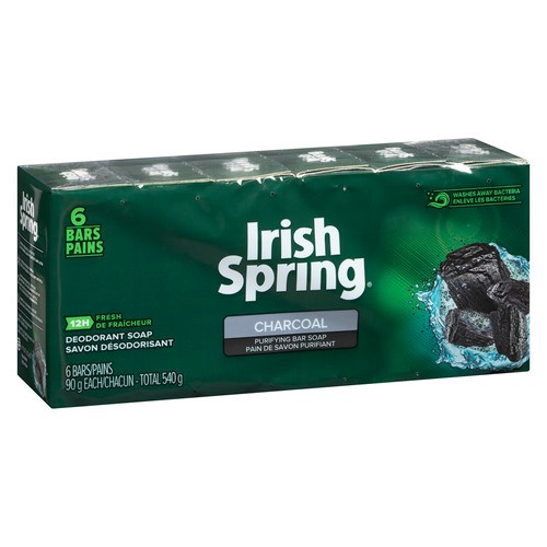 Irish Spring Soap Bar Charcoal 6 Pack 540 g