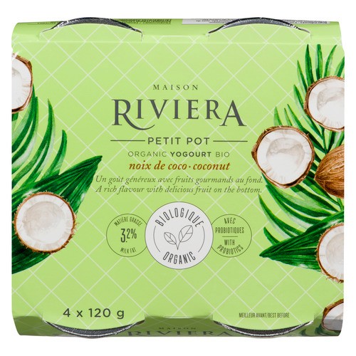 Riviera Organic Yogurt Coconut 4 x 120 g