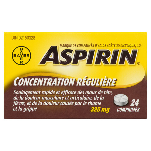 Aspirin ASA Pain Relief Regular Strength 325 mg Tablets 24 EA