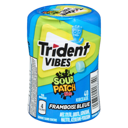 Trident Vibes Gum Sour Patch Kids Blue Raspberry 40 Pieces