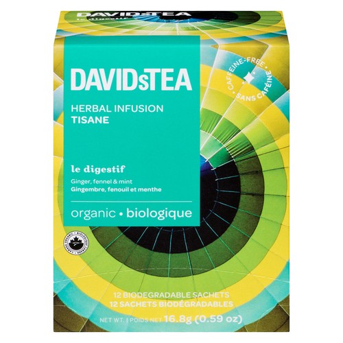 DAVIDs TEA Organic Tea Herbal Infusion Digestif 12 Sachets 