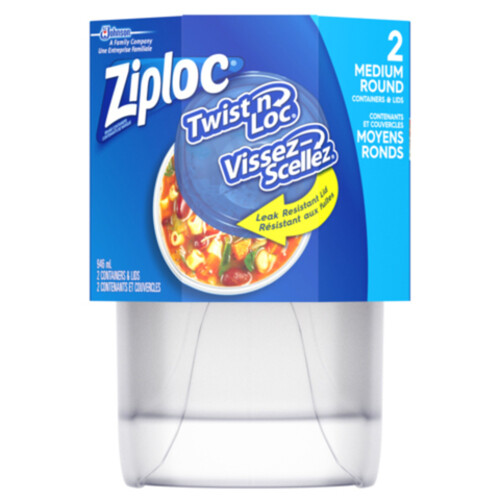 Ziploc Twist ‘n Loc Round Medium Food Storage Containers  2 Ea