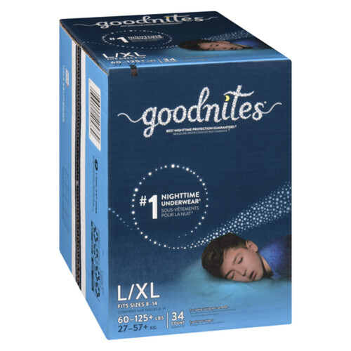 Goodnites Night Time Underwear Boys Size L/XL 34 Count