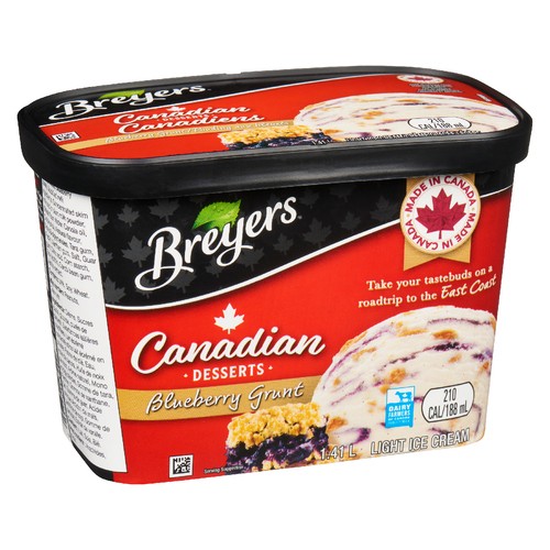 Breyers Canadian Desserts Blueberry gunt Light Ice Cream Locally Inspired 1.41 L