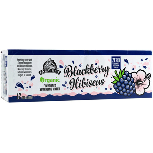 Farm Boy Organic Sparkling Water Blackberry Hibiscus 12 x 355 ml