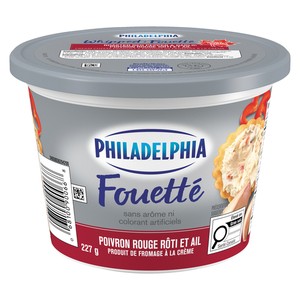 Philadelphia Produit de fromage à la crème fouetté poivron rouge rôti et ail 227 g