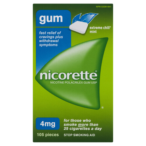 Nicorette Extra Chill Menthol Anti-Smoking Gum Aid 4 mg 105 Pieces