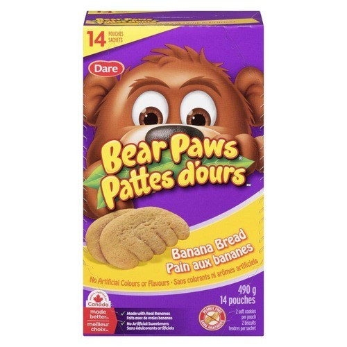 Dare Bear Paws Soft Cookies Banana Bread 14 Pouches 490 g