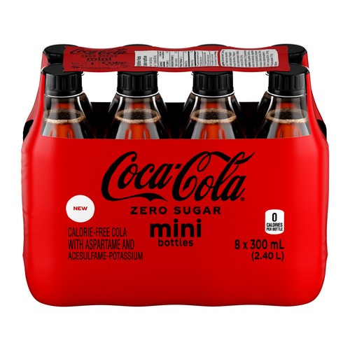 Coca-Cola Zero Sugar Soda 8 x 300 ml (bottles)