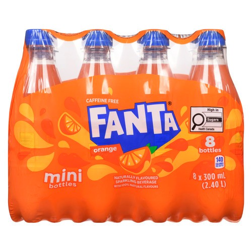 Fanta Soft Drink Orange 8 x 300 ml (bottles)