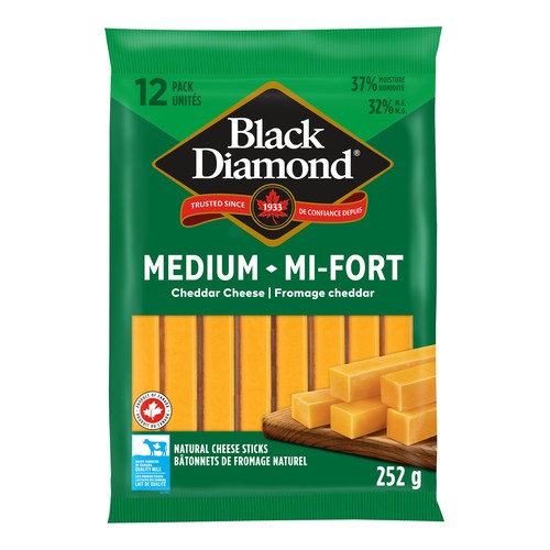 Black Diamond Medium Cheddar Cheese Sticks 252 g
