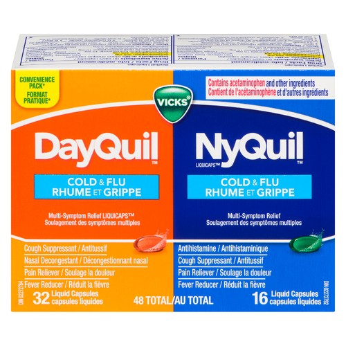 Vicks Cold & Flu Day/Night Combo Liquid Capsules 48 EA