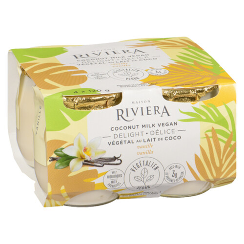 Riviera Vegan Yogurt Coconut Milk Delight Vanilla Flavour 4 x 120 g