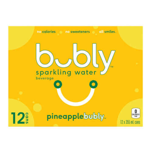 Bubly Sparkling Water Pineapple 12 x 355 ml (cans)
