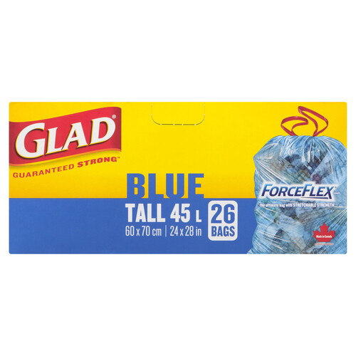 Glad Force Flex Recycling Bags Blue Tall 45 L 26 Bags 