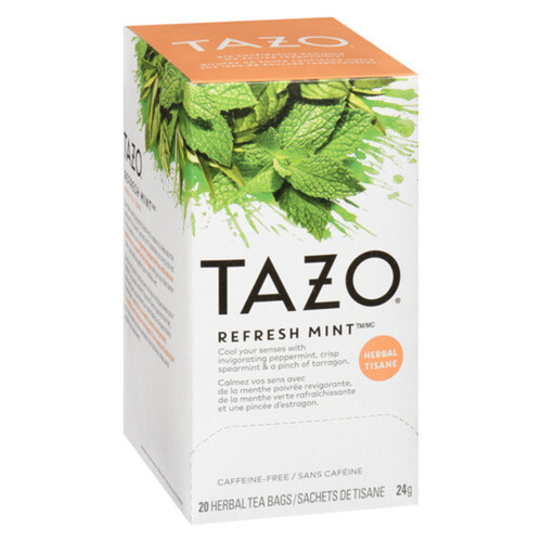 Tazo Caffeine-Free Herbal Tea Refresh Mint 20 Tea Bags 