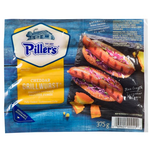 Piller's Grillwurst Smoked Sausage Cheddar 375 g