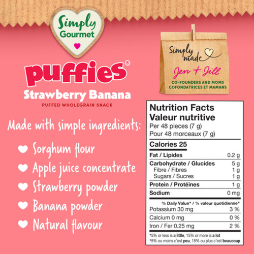 Simply Gourmet Puffies Baby Snack Strawberry Banana 32 g