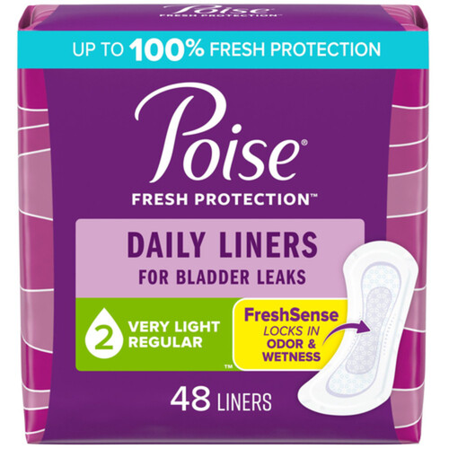 Poise Panty Liners Very Light Absorption Regular Length 48 Count