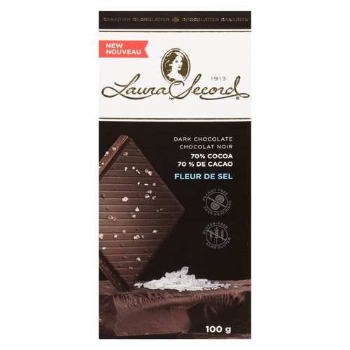 Laura Secord Dark Chocolate Bar 70% Cocoa Fleur De Sel 100 g