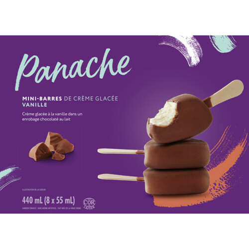 Panache Mini Ice Cream Bars Vanilla & Milk Chocolate 8 x 55 ml