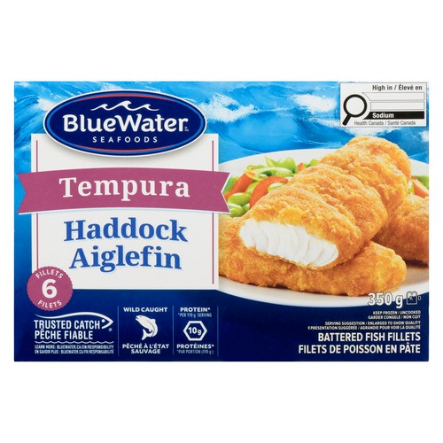 BlueWater Seafoods Frozen Haddock Fillets Tempura Battered 350 g