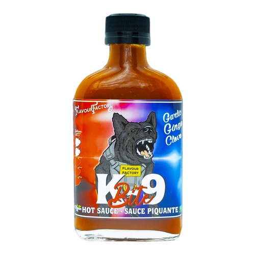 Flavour Factory K-9 Bite Hot Sauce Garlic Ginger Cloves 220 ml