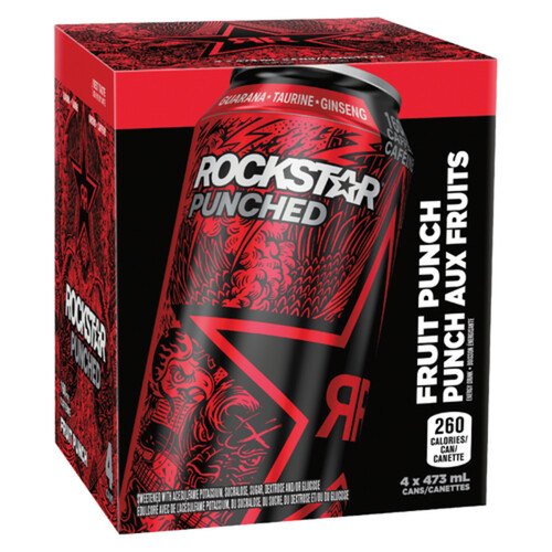 Rockstar Energy Drink Fruit Punch 4 X 473ml (cans)