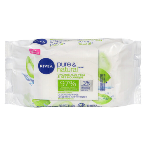 Nivea Pure & Natural Organic Aloe Vera Biodegradable Wipes 224 g