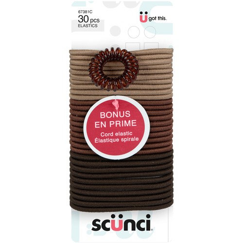 Scunci Hair Elastic Brown 30 Pack 1 Count