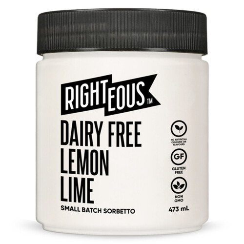 Righteous Dairy-Free Frozen Sorbetto Lemon Lime 473 ml