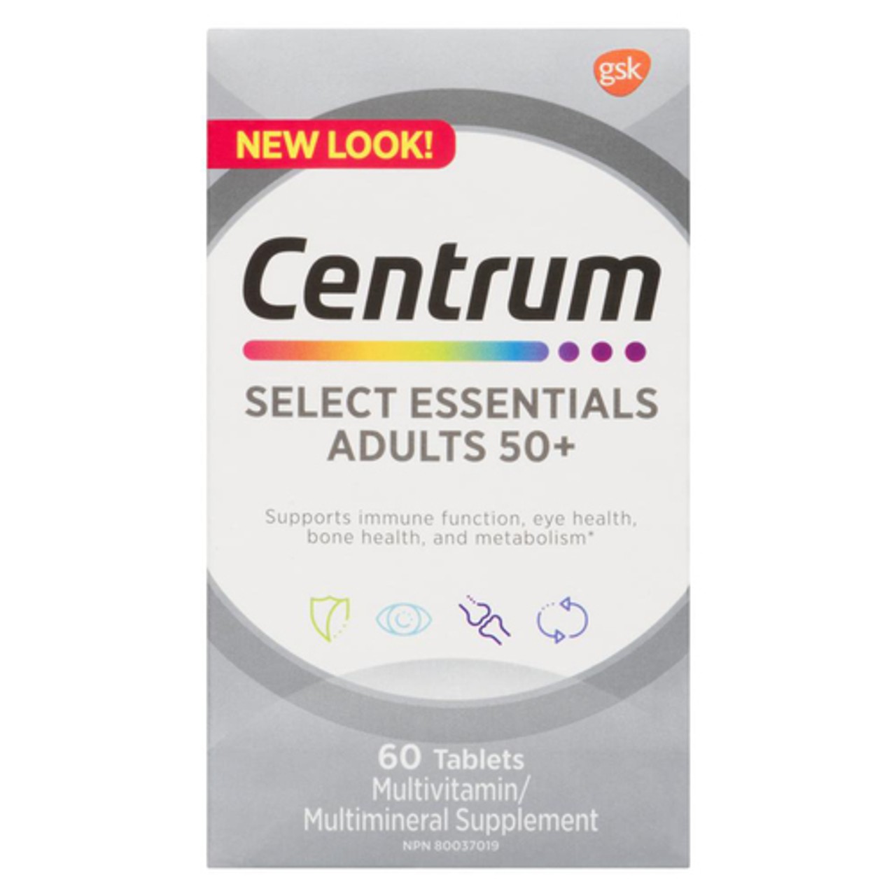 Centrum Multivitamin Supplement Select Essentials Adults 50+ 60 Count ...