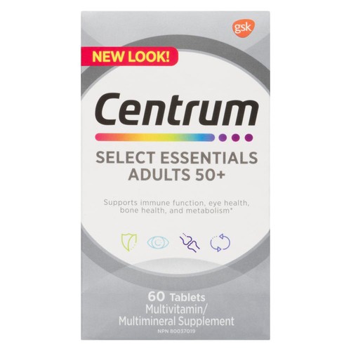 Centrum Multivitamin Supplement Select Essentials Adults 50+ 60 Count