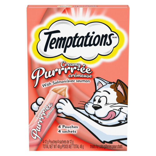 Temptations Cat Treats Creamy Puree With Salmon 4 Pouches x 12 g