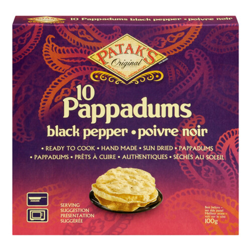 Patak's Pappadums Black Pepper 100 g (frozen)